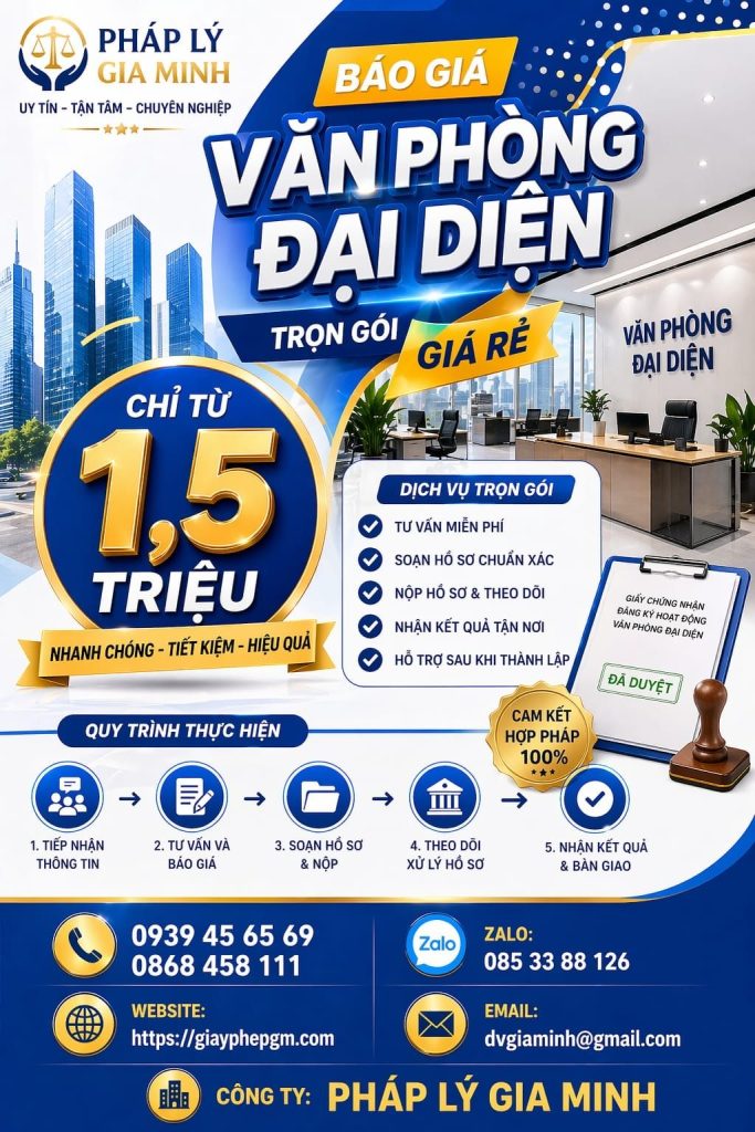 chi phí mở phòng đại diện tại đồng tháp