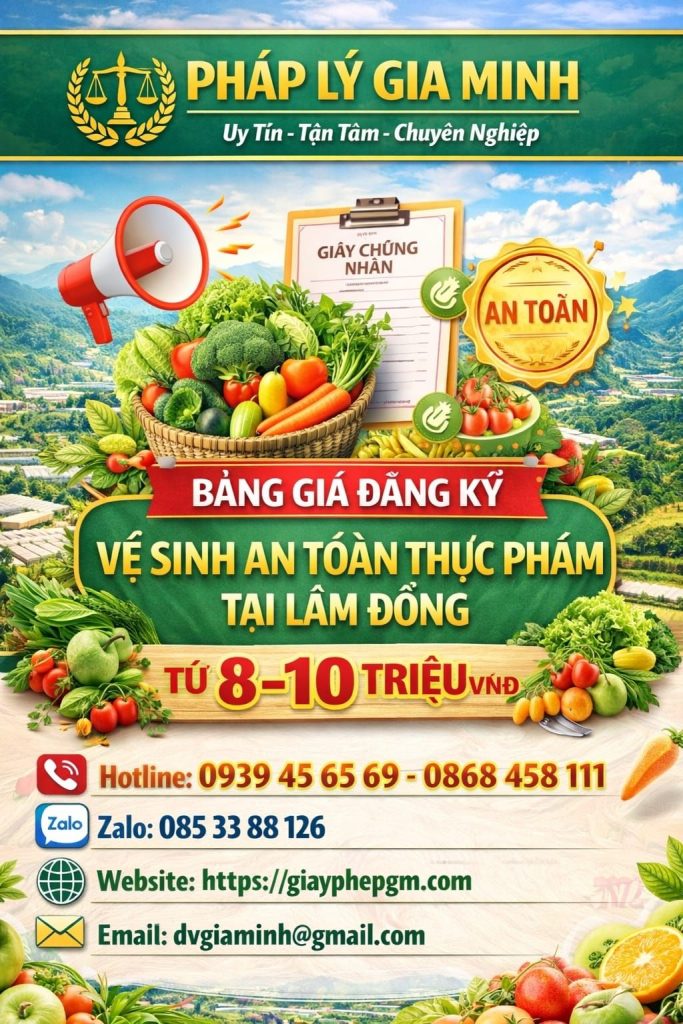 đăng ký vệ sinh an toàn thực phẩm tại lâm đồng