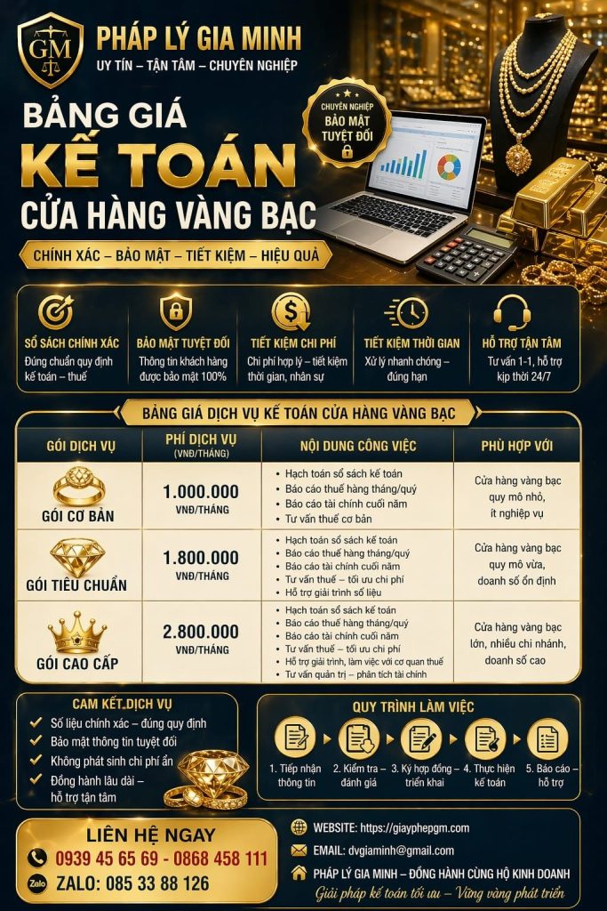 dịch vụ kế toán kinh doanh vàng tại long an