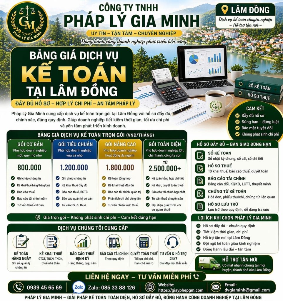 dịch vụ kế toán tại lâm đồng cho công ty xây dựng