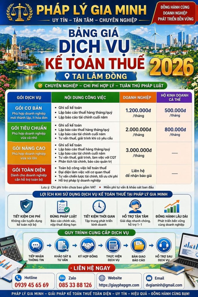 dịch vụ kế toán tại lâm đồng giá rẻ cho doanh nghiệp nhỏ