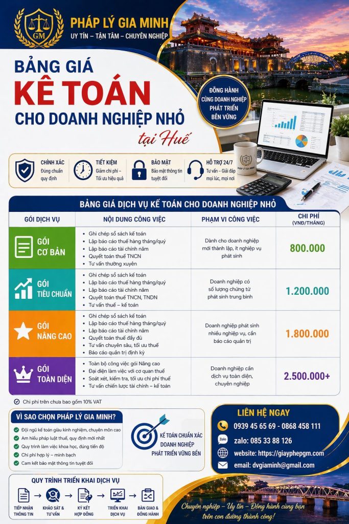 dịch vụ làm sổ sách kế toán tại huế