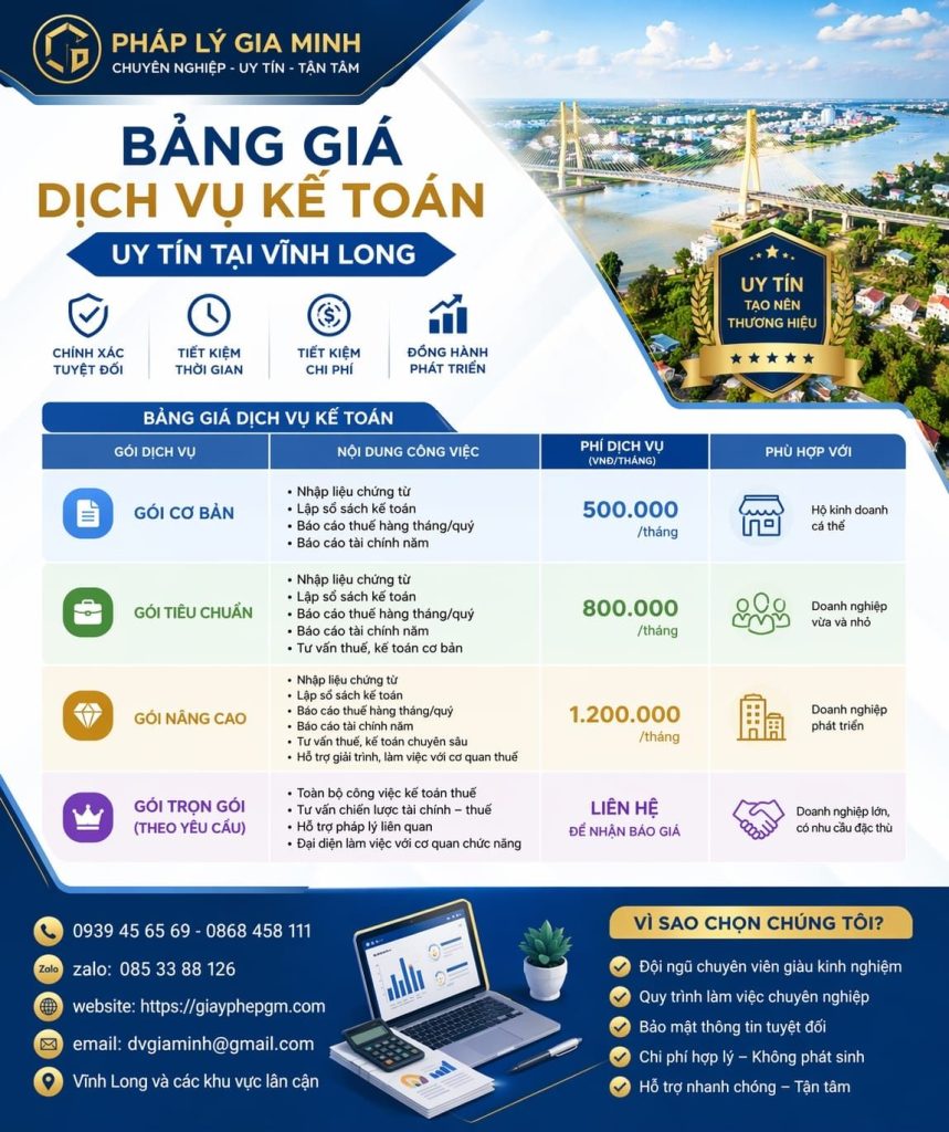 kế toán thuế vĩnh long trọn gói