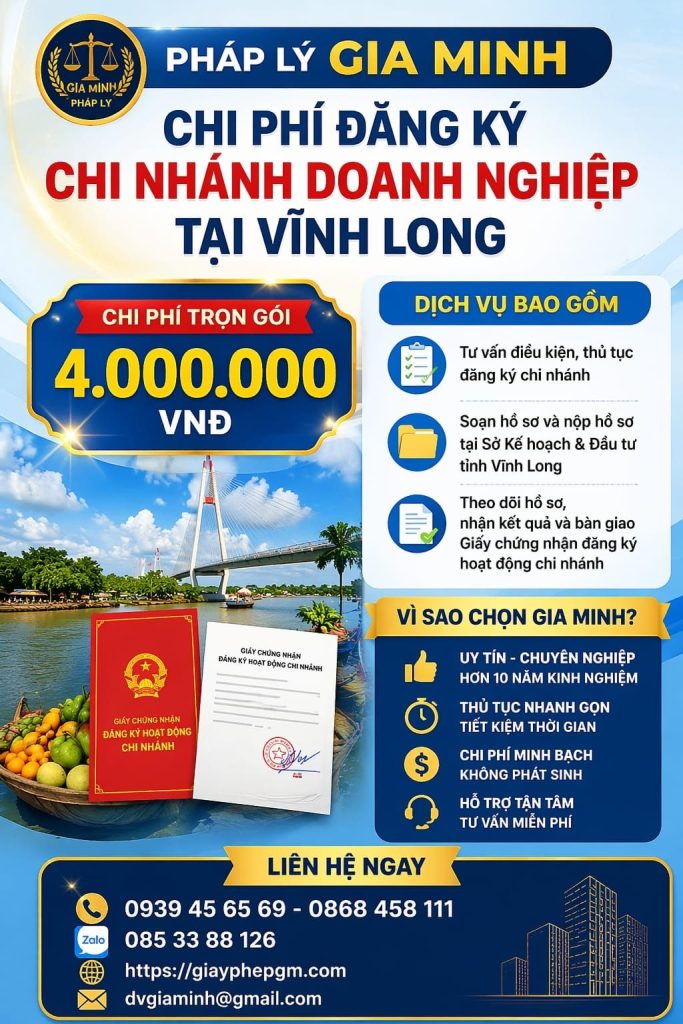 thành lập chi nhánh hạch toán độc lập tại vĩnh long