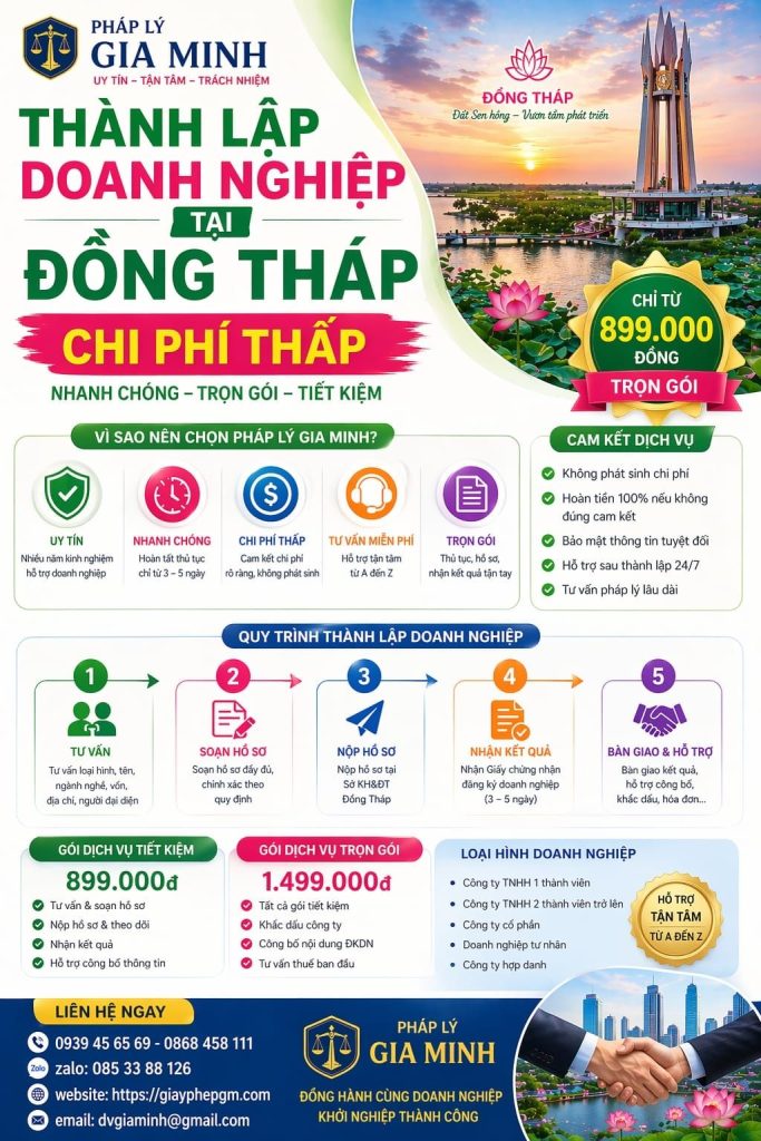 thành lập công ty sản xuất tại đồng tháp