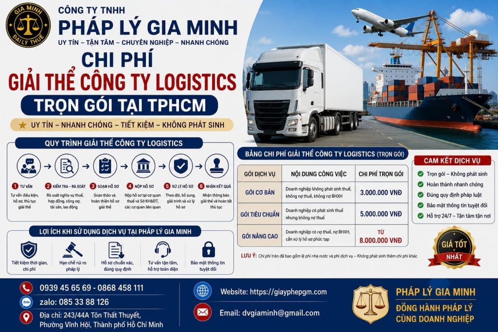 Chi phí giải thể công ty logistics trọn gói tại TPHCM