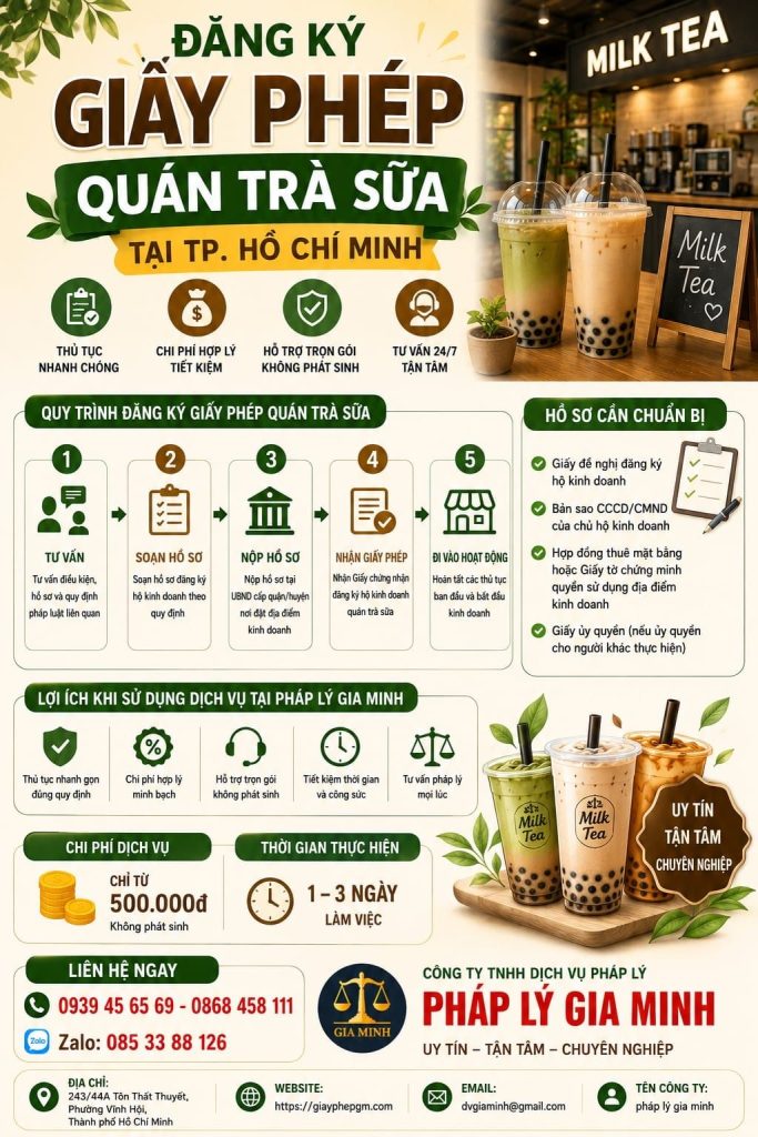 Đăng ký giấy phép quán trà sữa tại TPHCM