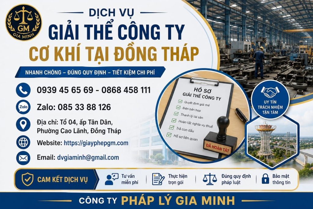 Dịch vụ giải thể công ty cơ khí tại Đồng Tháp