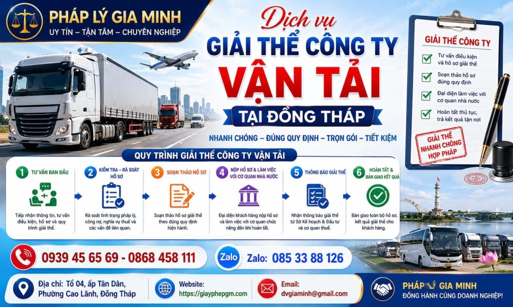 Dịch vụ giải thể công ty vận tải tại Đồng Tháp
