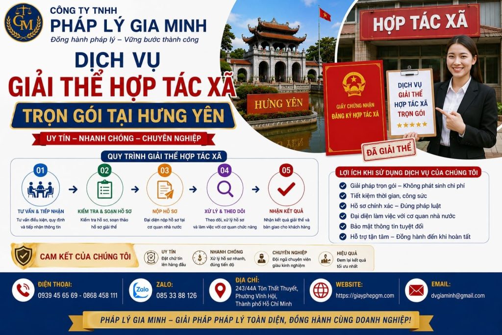 Dịch vụ giải thể hợp tác xã trọn gói tại Hưng Yên