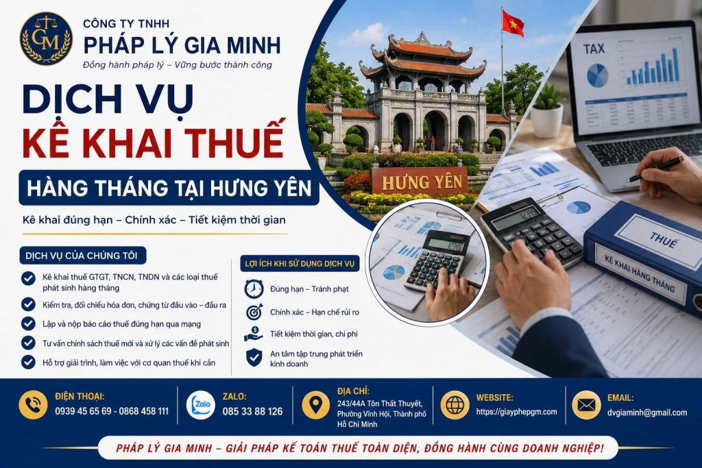 Dịch vụ kê khai thuế hàng tháng tại Hưng Yên