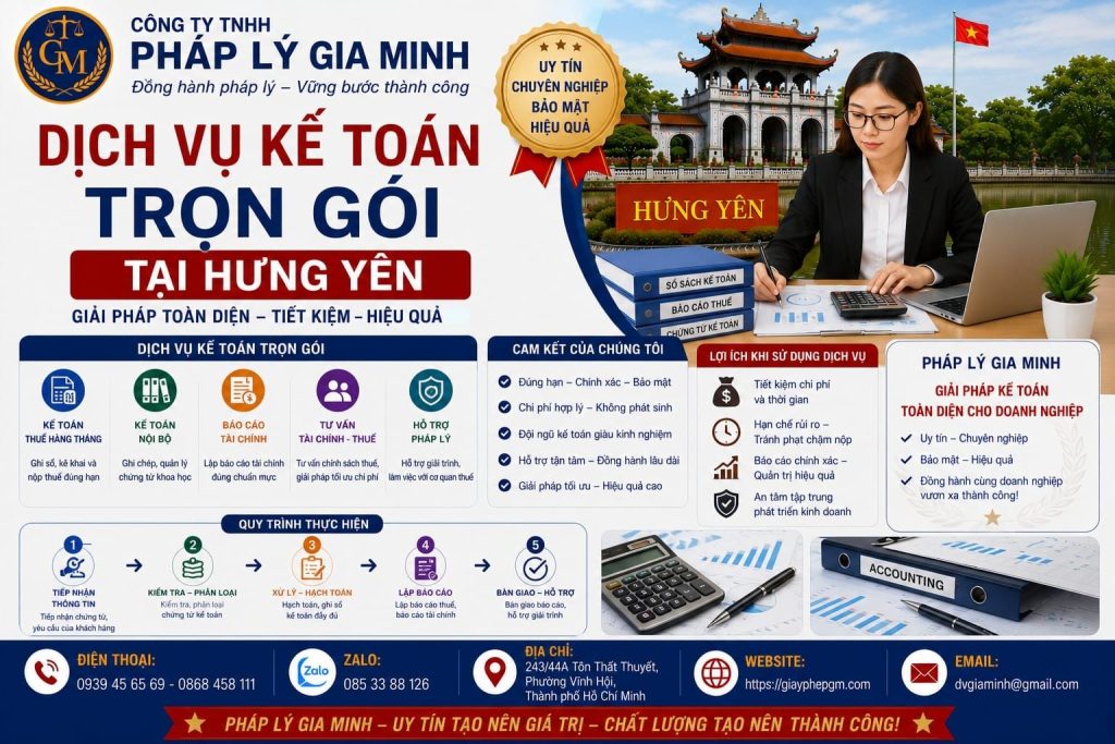 Dịch vụ kế toán thuế trọn gói tại Hưng Yên