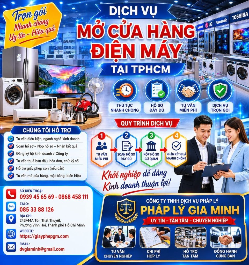 Dịch vụ mở cửa hàng điện máy tại TPHCM
