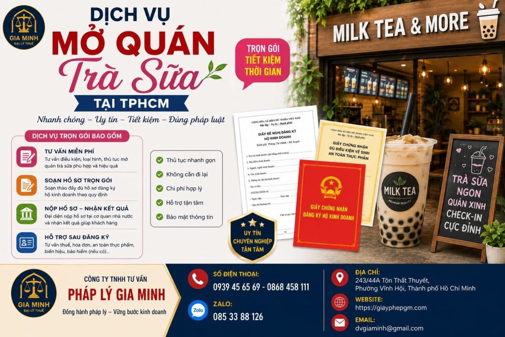 Dịch vụ hộ kinh doanh trà sữa trọn gói