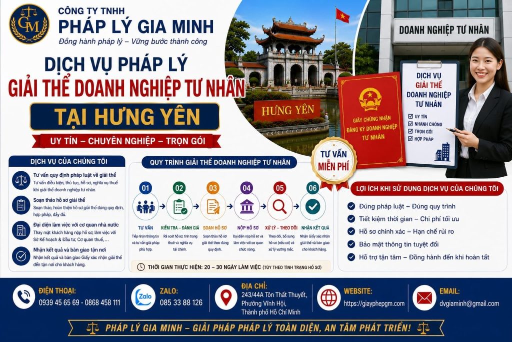 Dịch vụ pháp lý giải thể doanh nghiệp tư nhân tại Hưng Yên