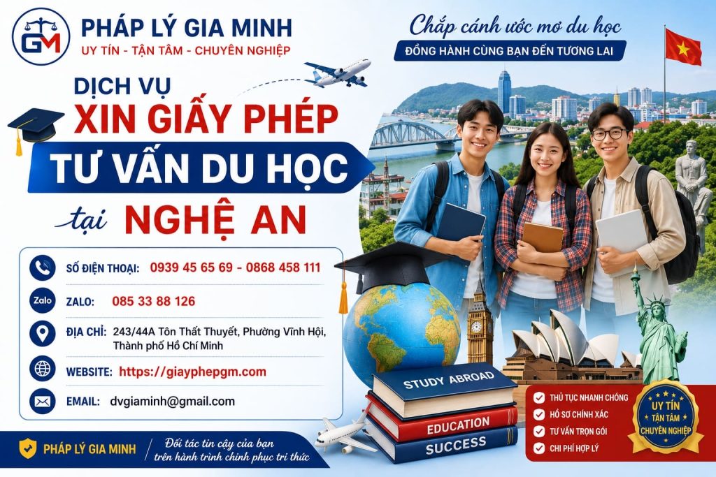 Dịch vụ xin giấy phép tư vấn du học tại Nghệ An
