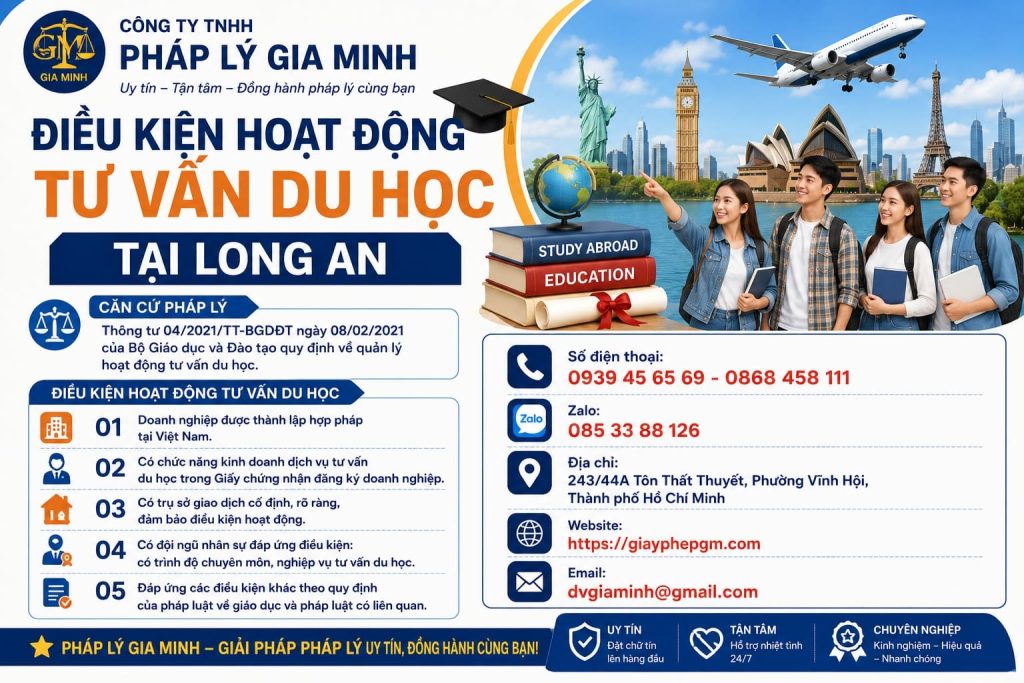 Điều kiện hoạt động tư vấn du học tại Long An