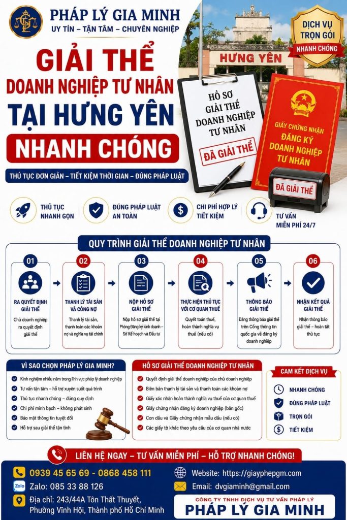 Giải thể doanh nghiệp tư nhân tại Hưng Yên nhanh chóng
