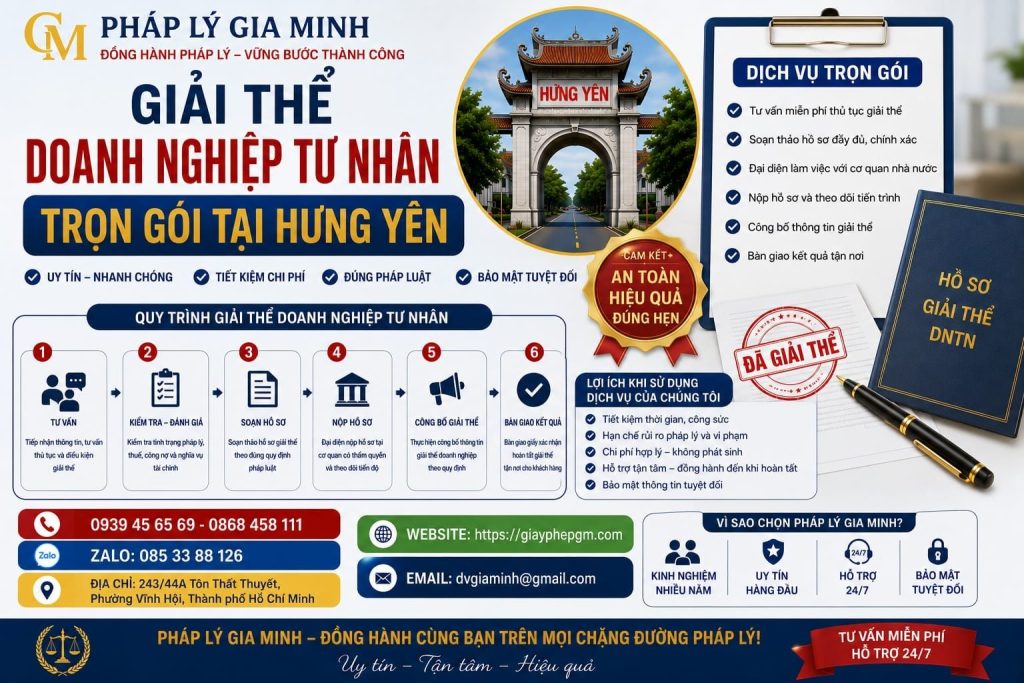 Giải thể doanh nghiệp tư nhân trọn gói tại Hưng Yên