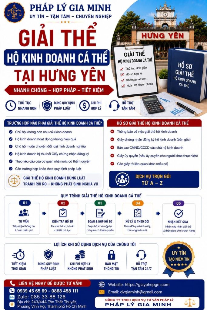 Giải thể hộ kinh doanh cá thể tại Hưng Yên