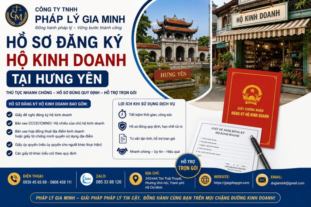 Hồ sơ đăng ký hộ kinh doanh tại Hưng Yên