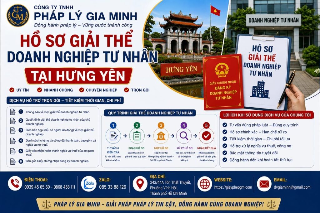 Hồ sơ giải thể doanh nghiệp tư nhân tại Hưng Yên