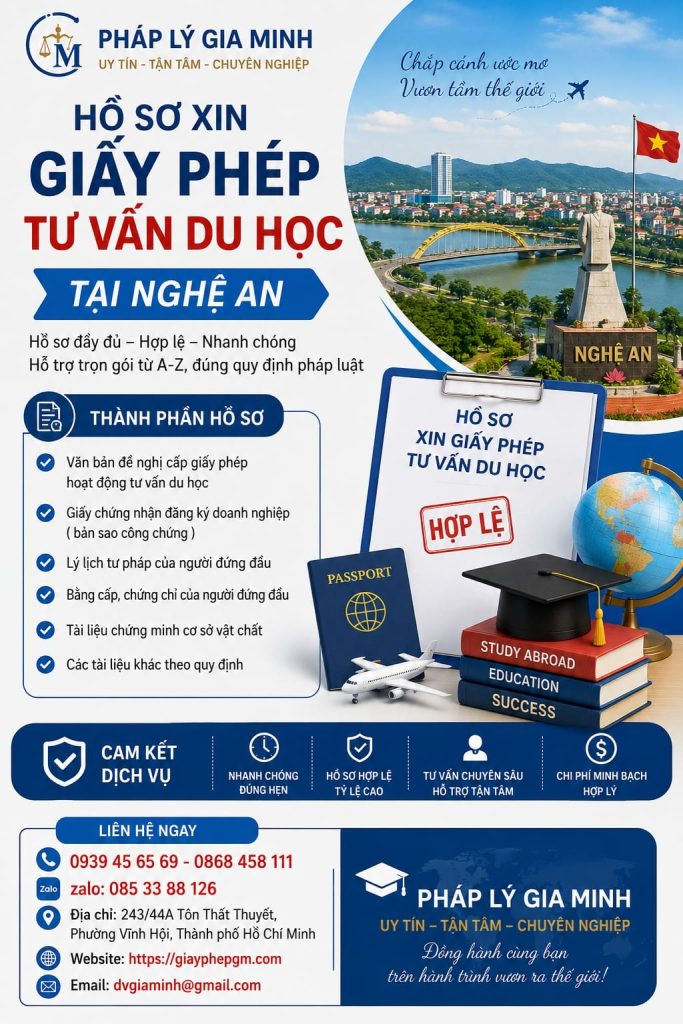 Hồ sơ xin giấy phép tư vấn du học tại Nghệ An
