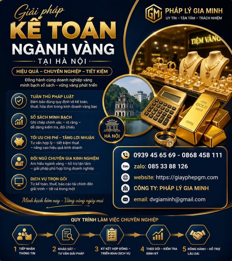 Kế toán trọn gói cho tiệm vàng tại Hà Nội