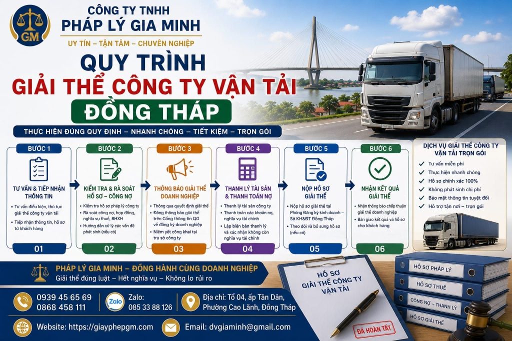 Quy trình giải thể công ty vận tải Đồng Tháp