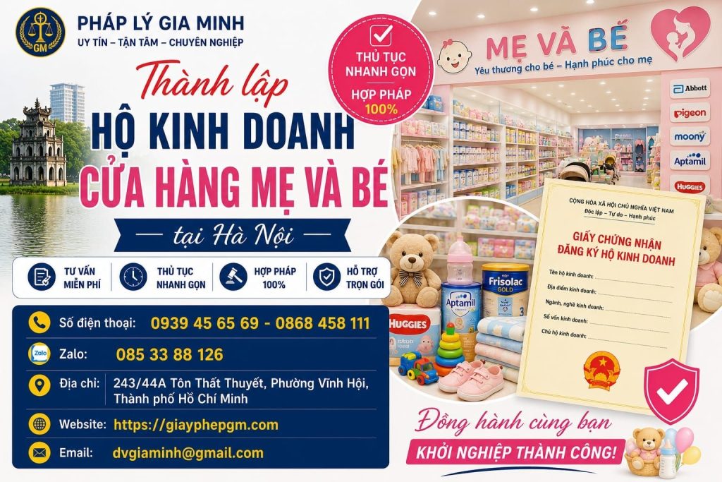 Thành lập hộ kinh doanh cửa hàng mẹ và bé tại Hà Nội