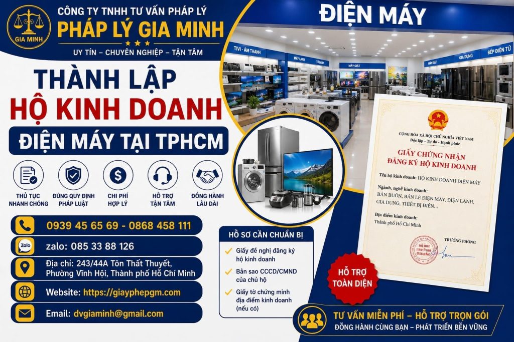 Thành lập hộ kinh doanh điện máy tại TPHCM
