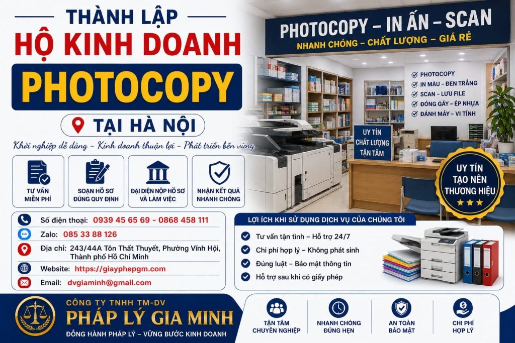 Thành lập hộ kinh doanh photocopy tại Hà Nội