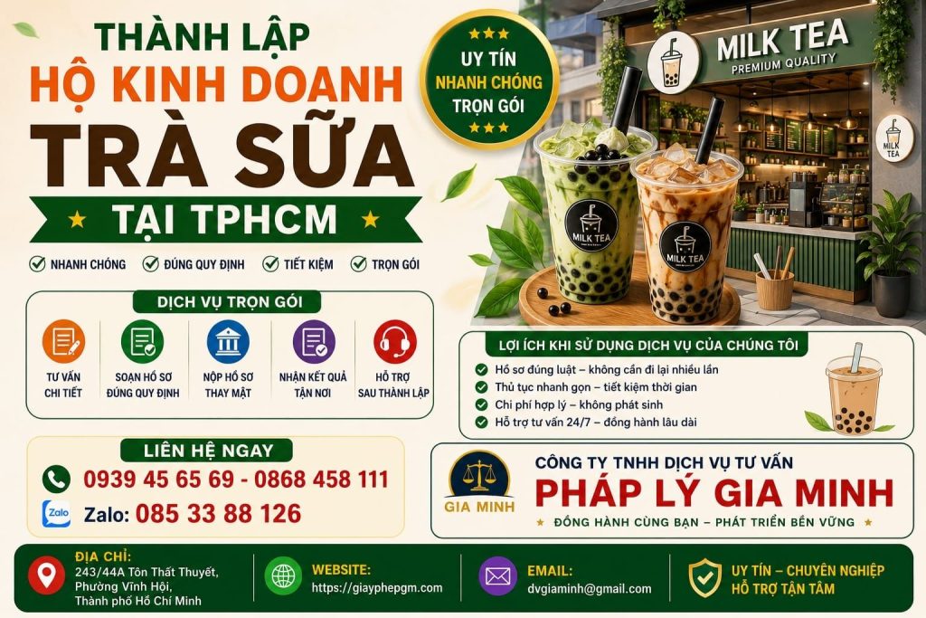 Thành lập hộ kinh doanh trà sữa tại TPHCM