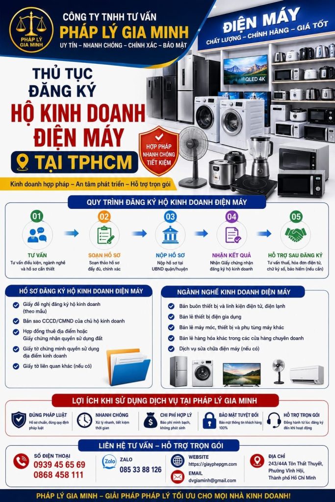 Thủ tục đăng ký hộ kinh doanh điện máy tại TPHCM