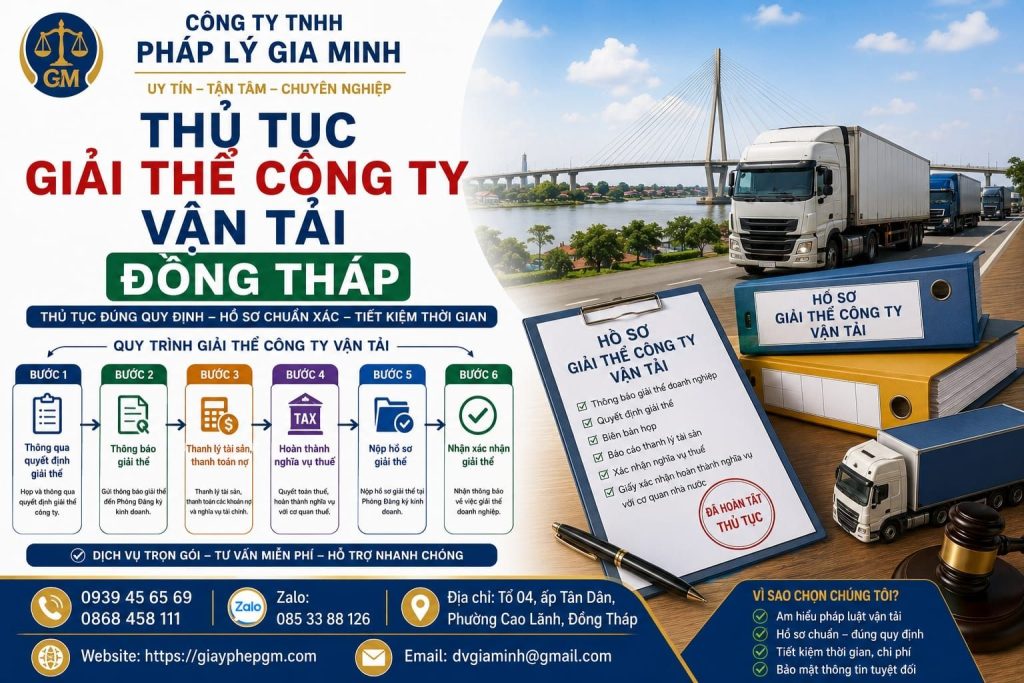 Thủ tục giải thể công ty vận tải Đồng Tháp