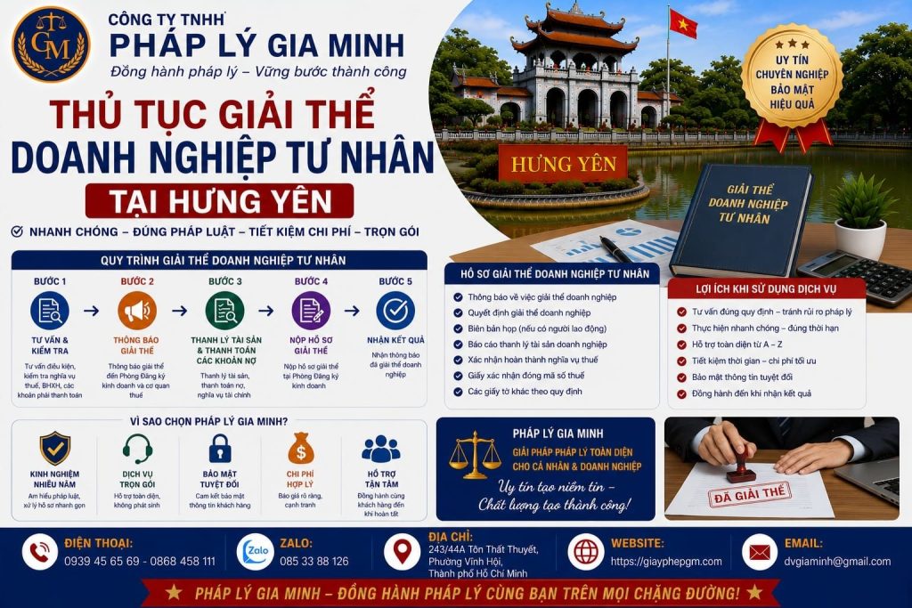 Thủ tục giải thể doanh nghiệp tư nhân tại Hưng Yên