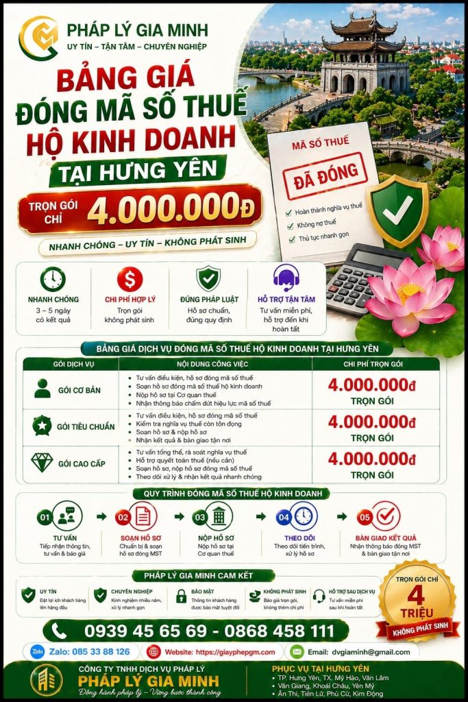 Thủ tục giải thể hộ kinh doanh tại Hưng Yên