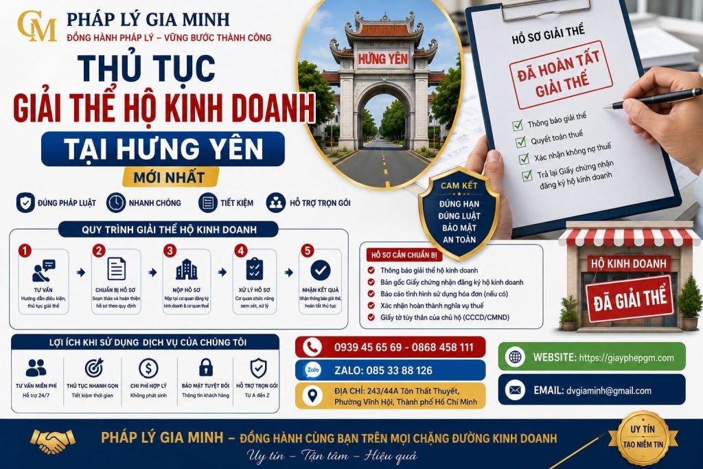 Thủ tục giải thể hộ kinh doanh tại Hưng Yên mới nhất