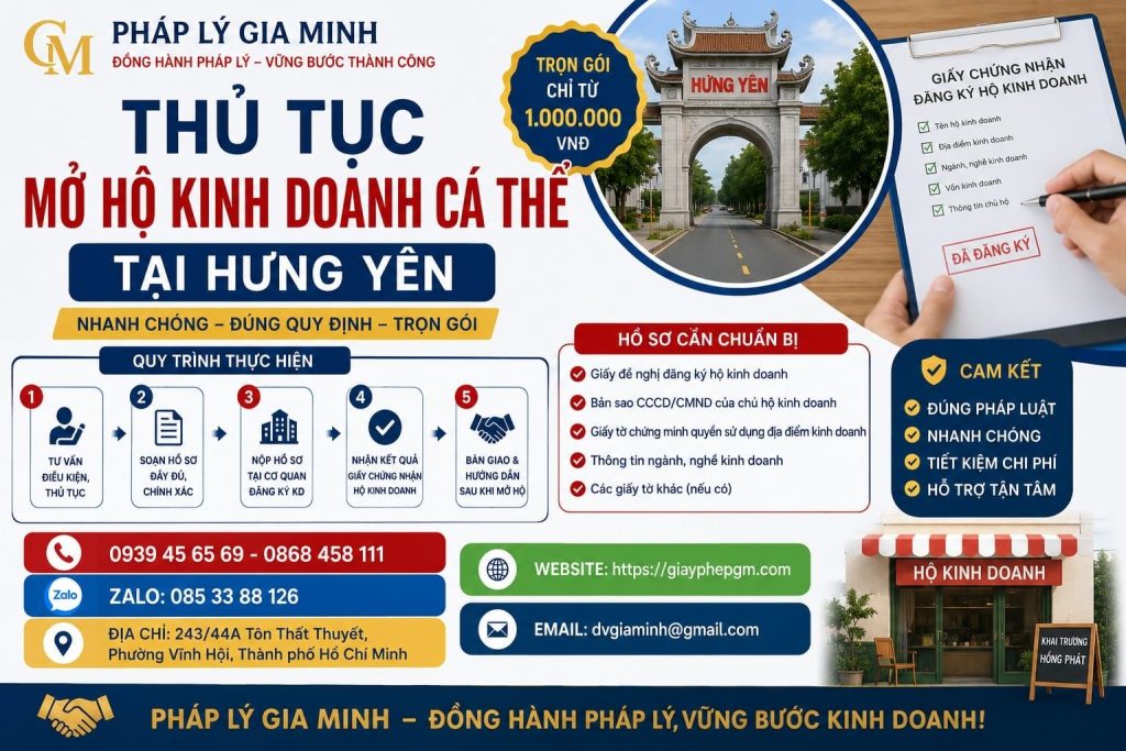 Thủ tục mở hộ kinh doanh cá thể tại Hưng Yên