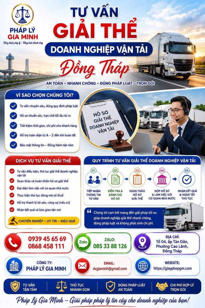 Tư vấn giải thể doanh nghiệp vận tải Đồng Tháp