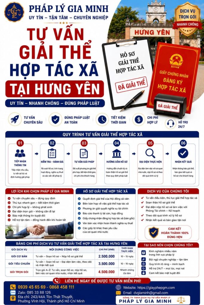 Tư vấn giải thể hợp tác xã tại Hưng Yên