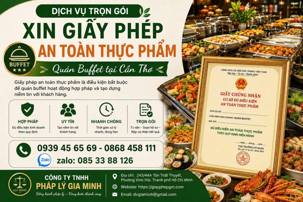 Xin giấy phép an toàn thực phẩm quán buffet tại Cần Thơ