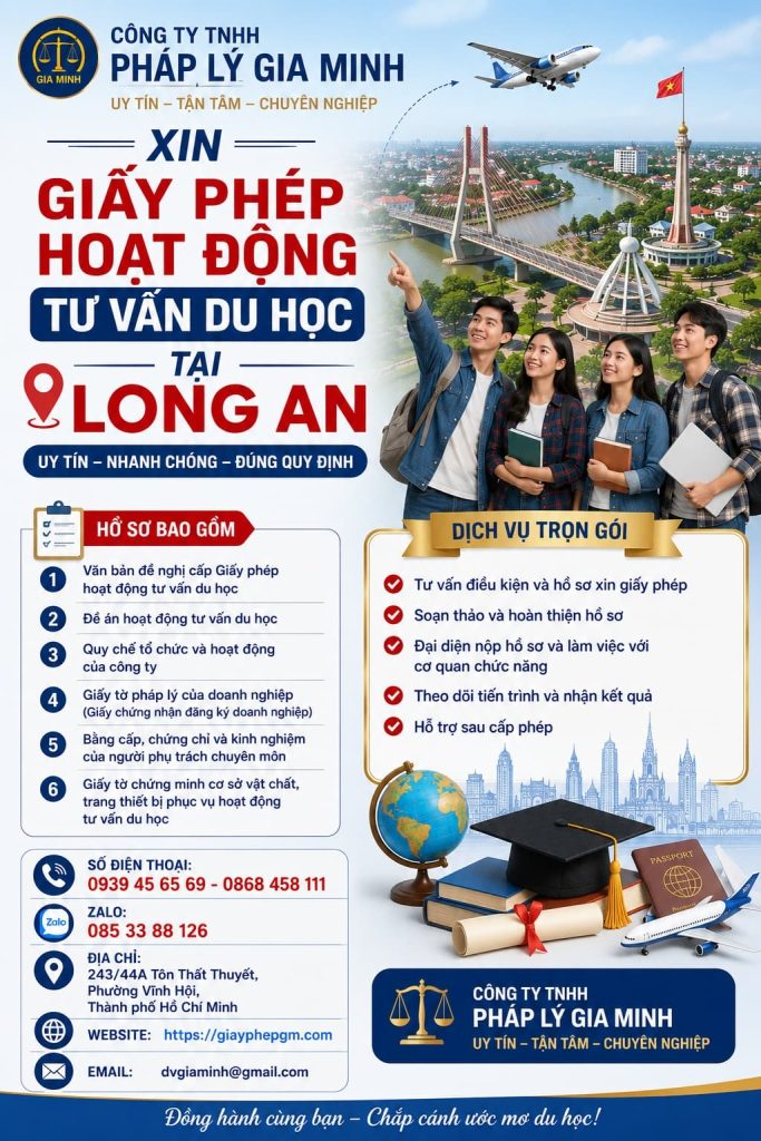 Xin giấy phép hoạt động tư vấn du học tại Long An