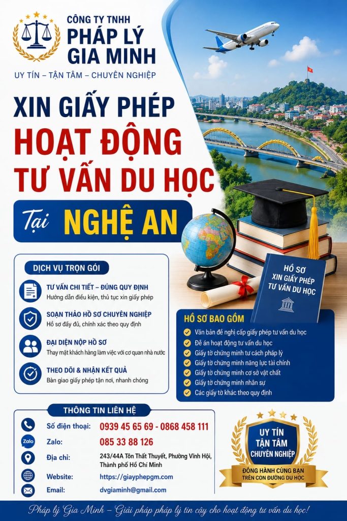 Xin giấy phép hoạt động tư vấn du học tại Nghệ An