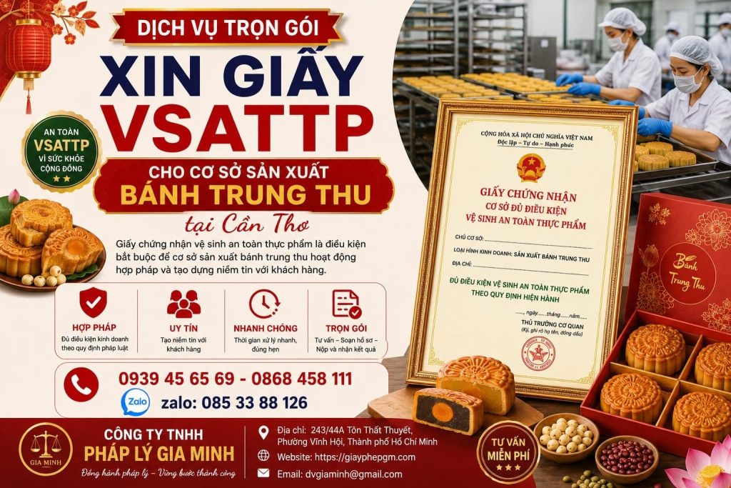 Xin giấy VSATTP cho cơ sở sản xuất bánh trung thu tại Cần Thơ