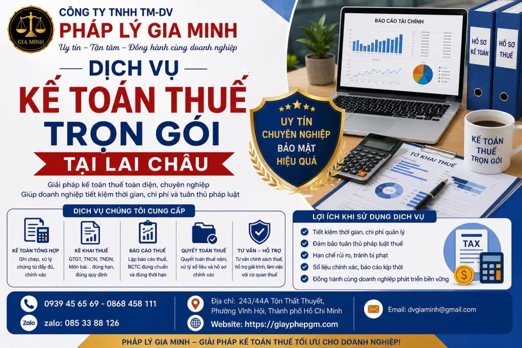 Dịch vụ kế toán thuế trọn gói tại Lai Châu