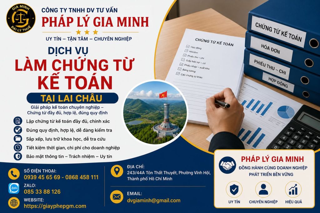 Dịch vụ làm chứng từ kế toán tại Lai Châu