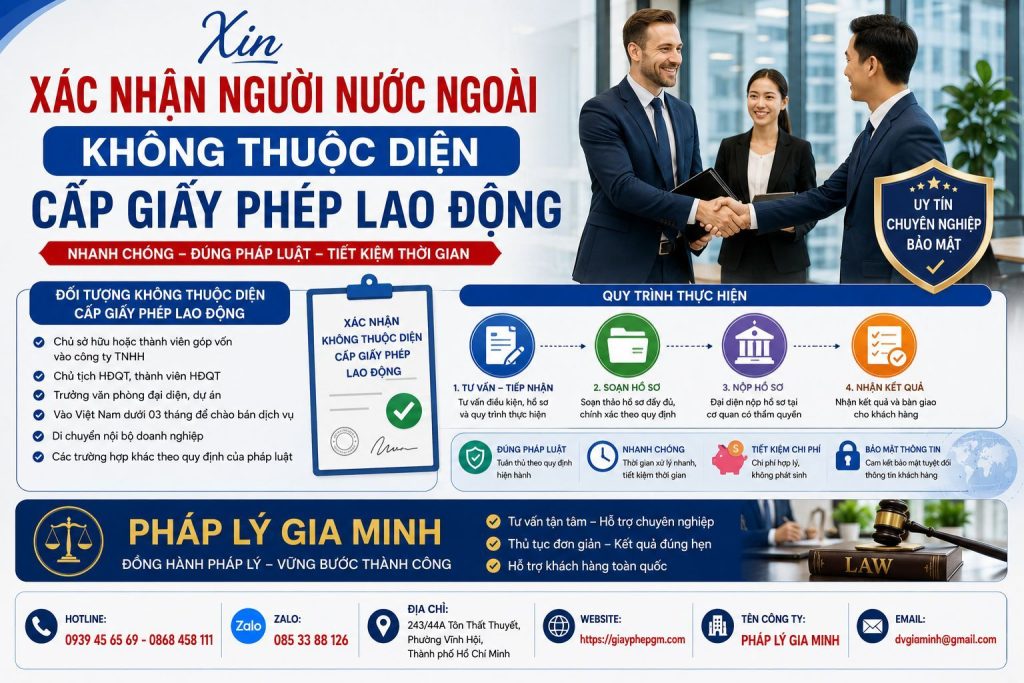 Xin Xác Nhận Người Nước Ngoài Không Thuộc Diện Cấp Giấy Phép Lao Động