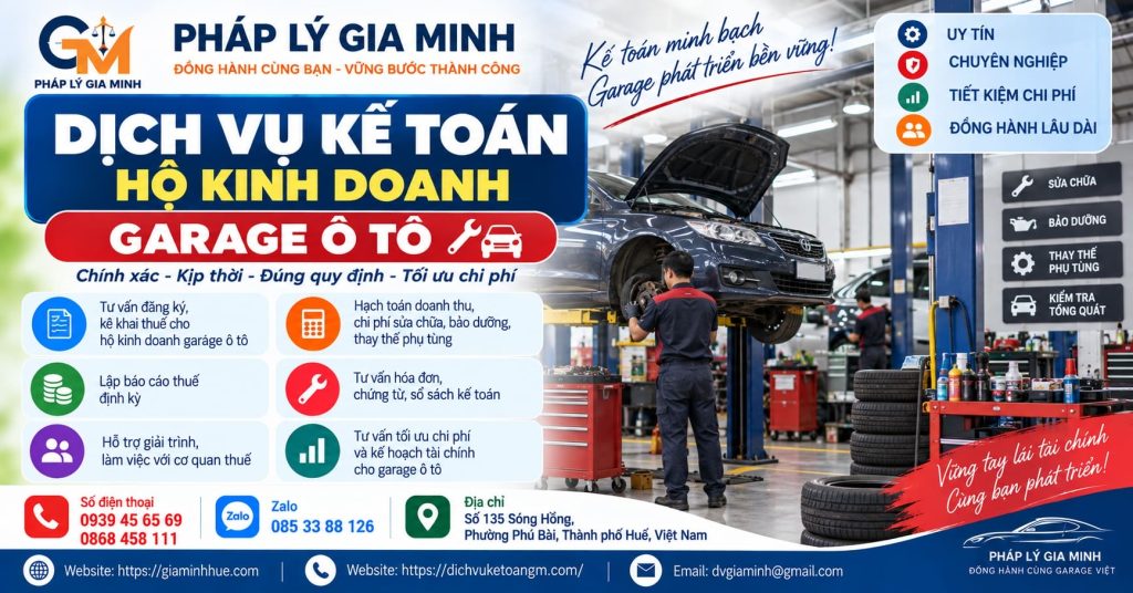 Dịch vụ kế toán hộ kinh doanh garage ô tô