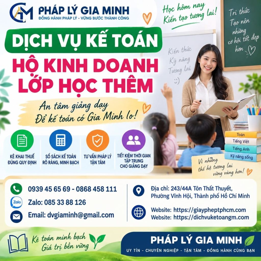 Dịch vụ kế toán hộ kinh doanh lớp học thêm – Quản lý học phí, chi phí và thuế hiệu quả 1 Dịch vụ kế toán hộ kinh doanh lớp học thêm